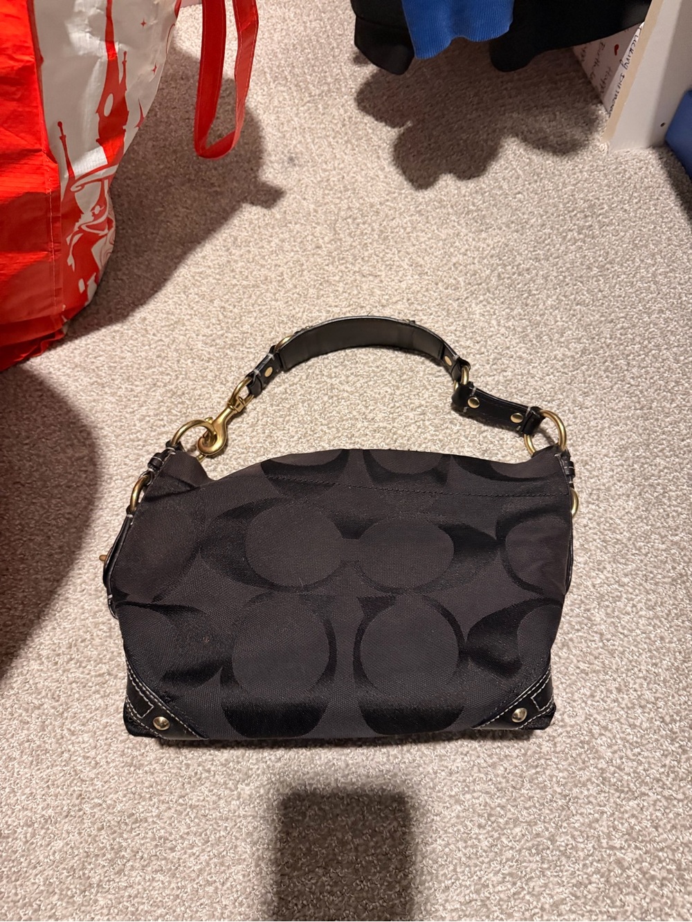 Black Signature Pattern Shoulder Bag
